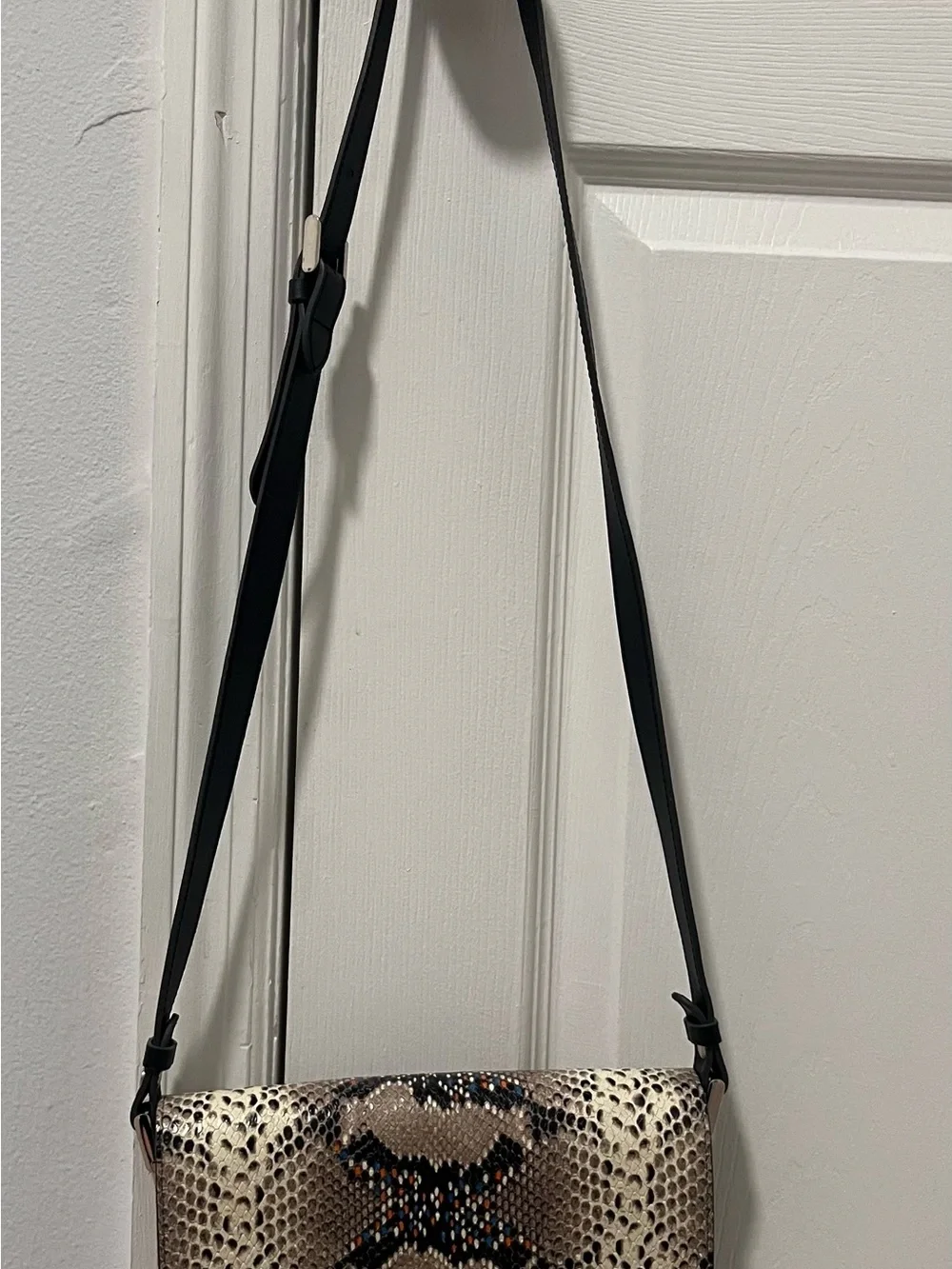 Massimo Dutti Genuine Leather Snake Print Crossbody Bag NWOT